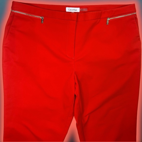 NWOT Calvin Klein ‘Women’s Zip-Detail Ankle Pants’ in Tomato Red / Orange 16 - Picture 6 of 9